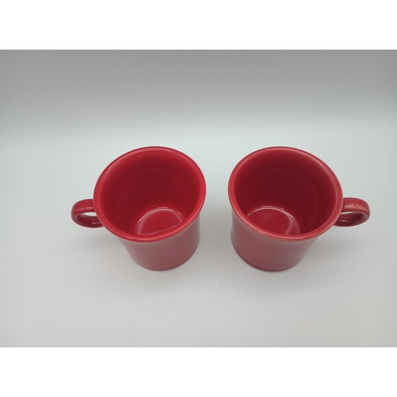 2 Fiesta Tom & Jerry Ring Handled Mugs Red Homer Laughlin Coffee Mugs - Picture 2 of 5